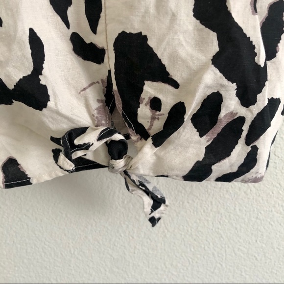 Mo:vint linen front knot Leopard tank top - Picture 7 of 10